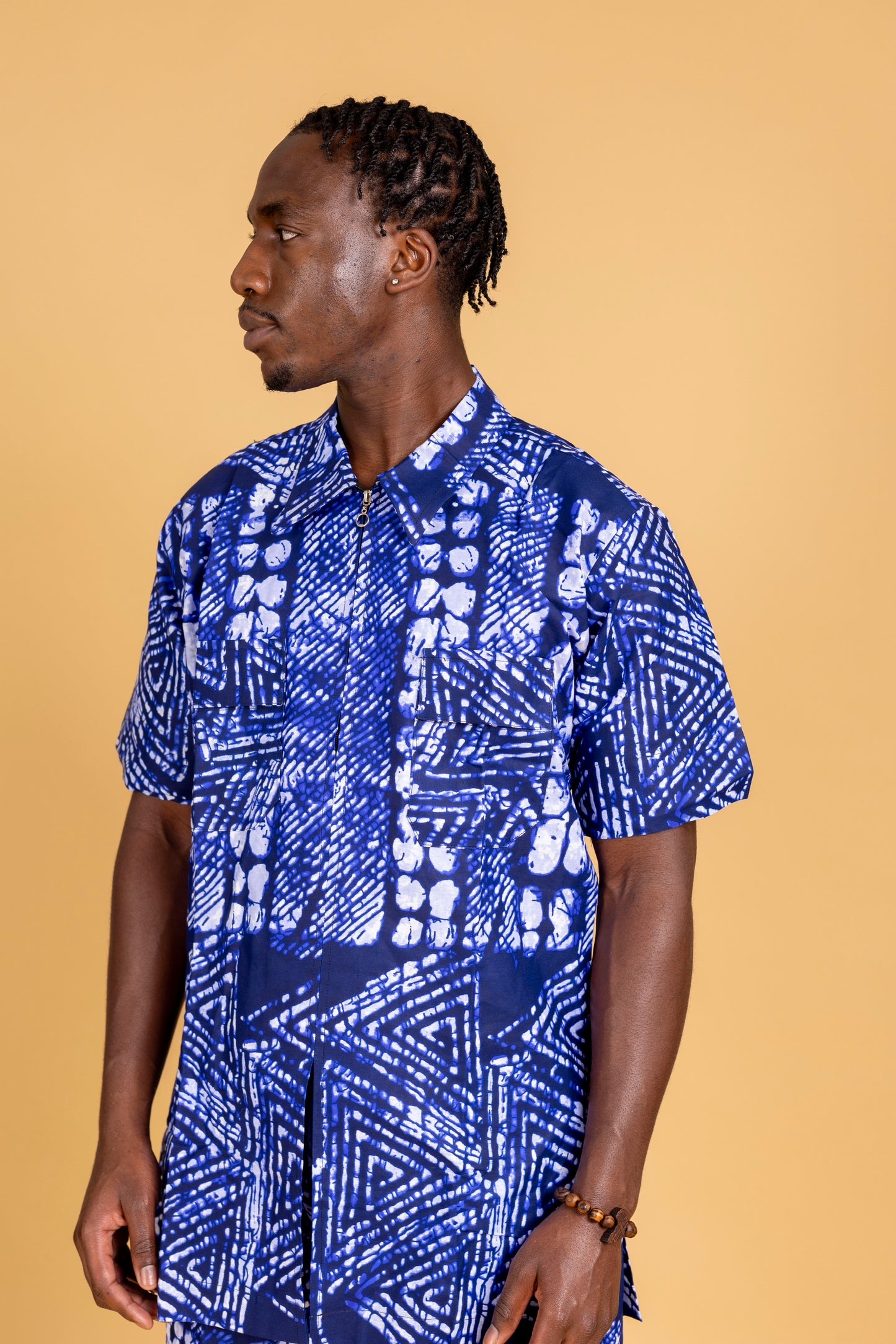 Tomiwa African Print Zip Up Shirt