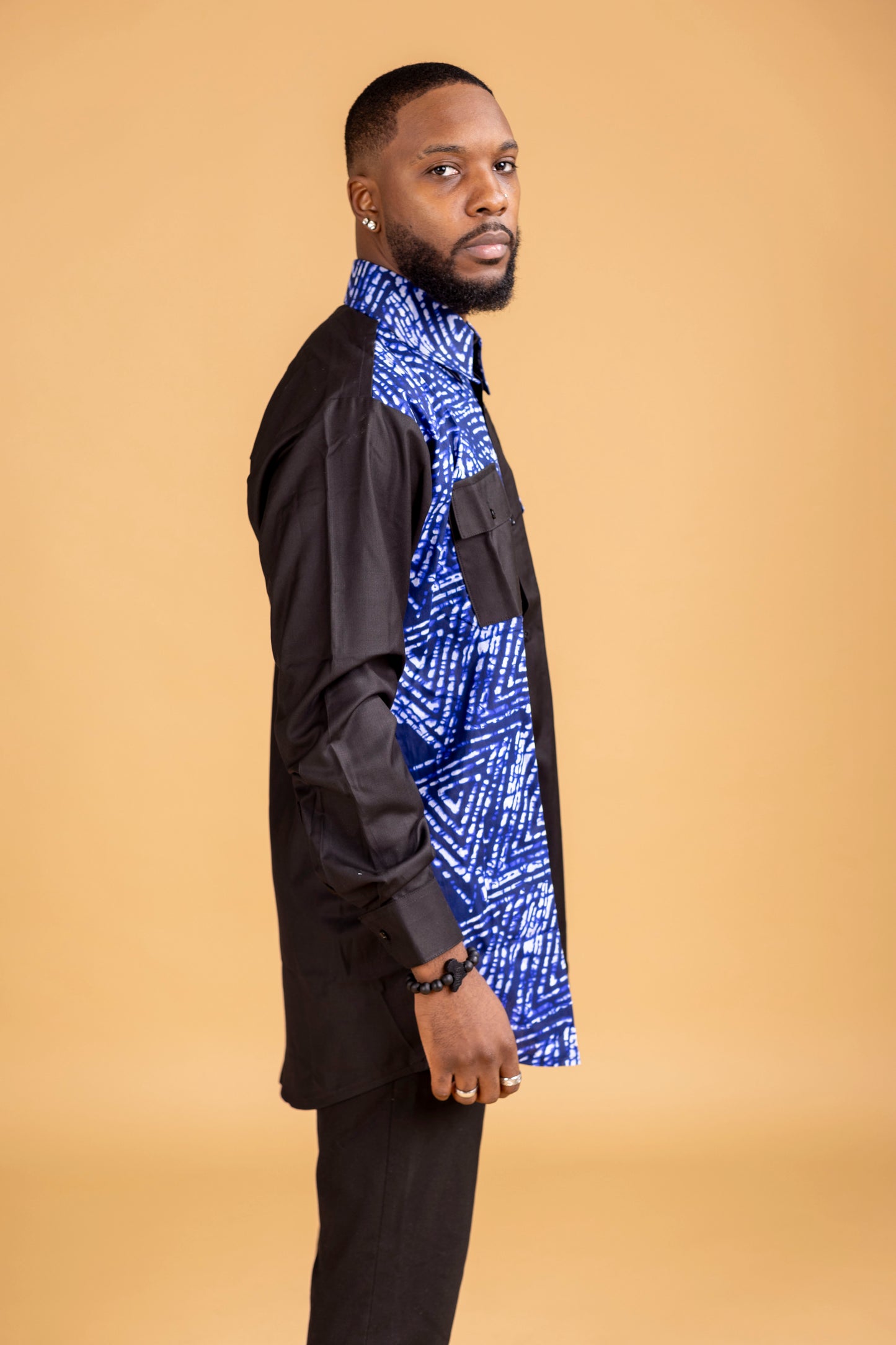 Tomiwa Two Tone African Print Side Panel Shirt