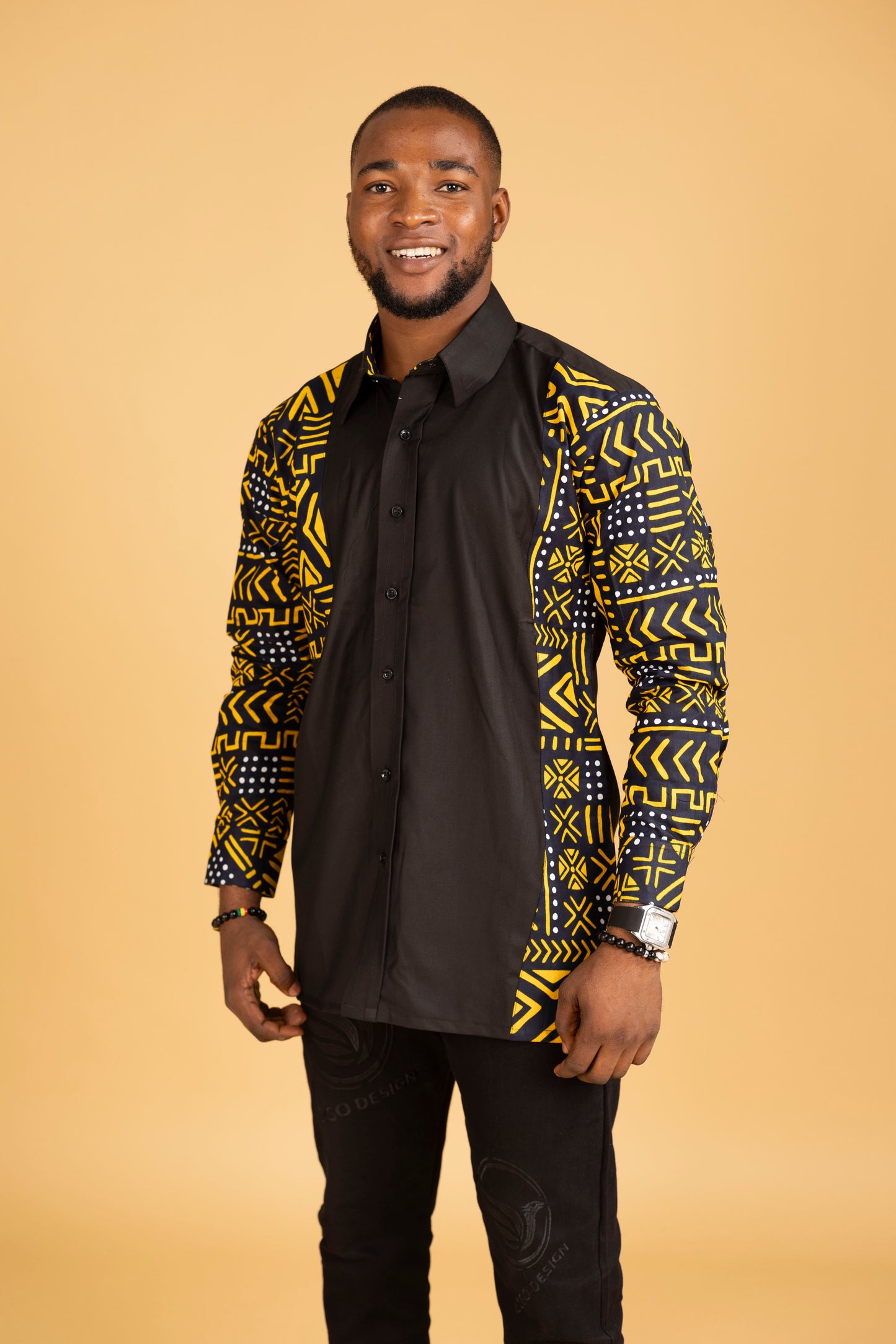 Femi African Print Side Panel Shirt