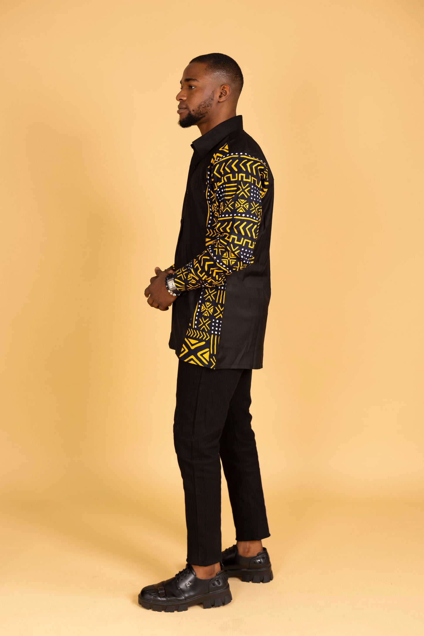 Femi African Print Side Panel Shirt