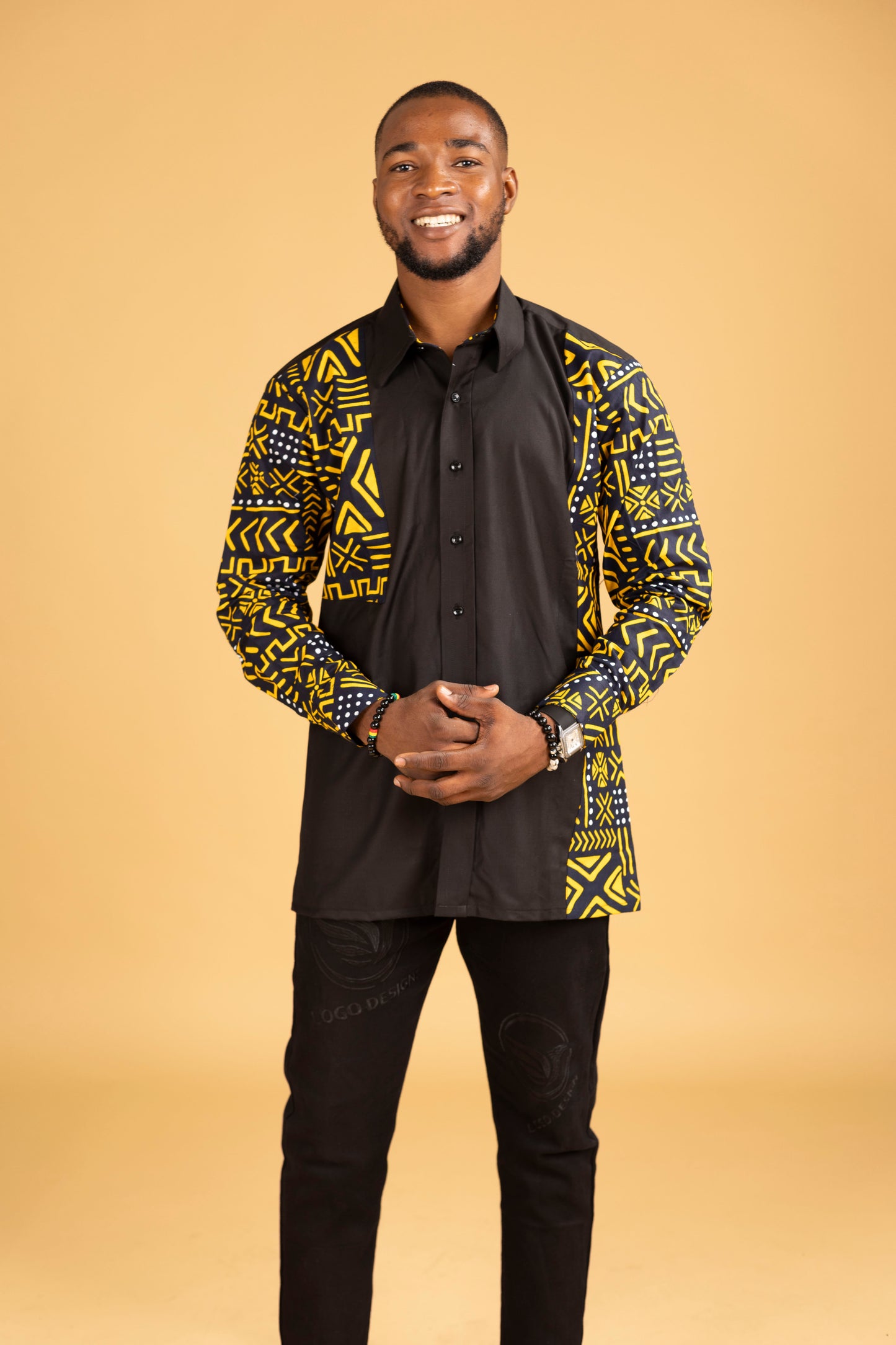 Femi African Print Side Panel Shirt