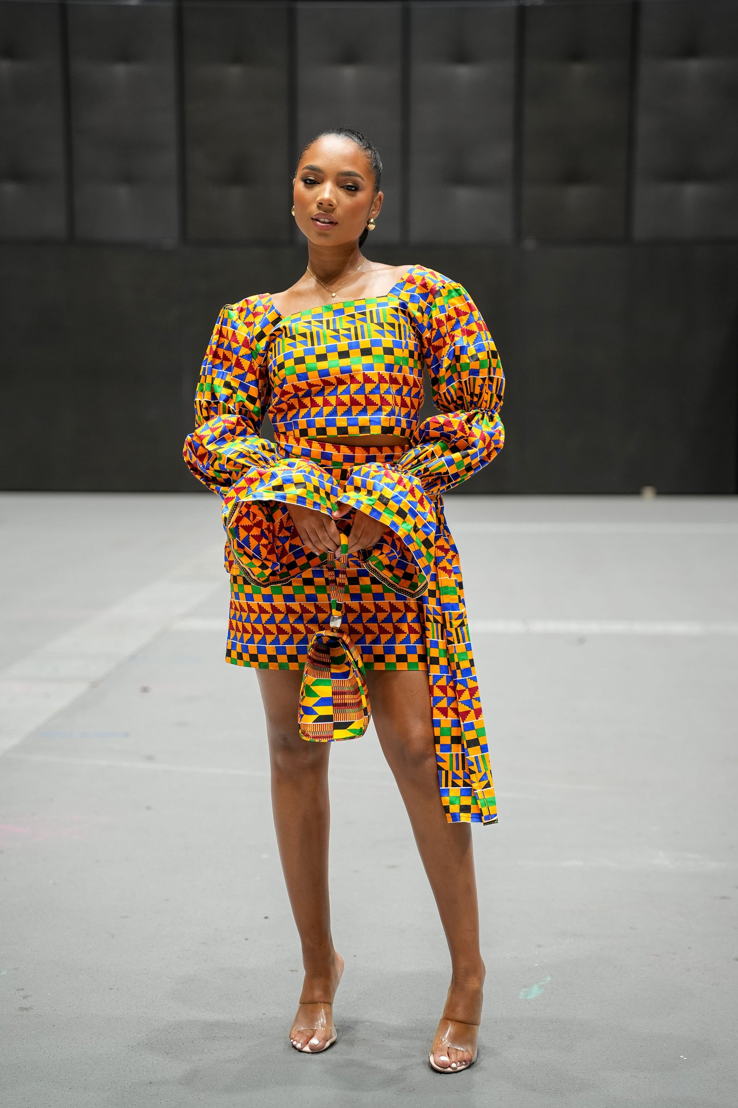 Afia Kente Crop Top and Drape Skirt Set