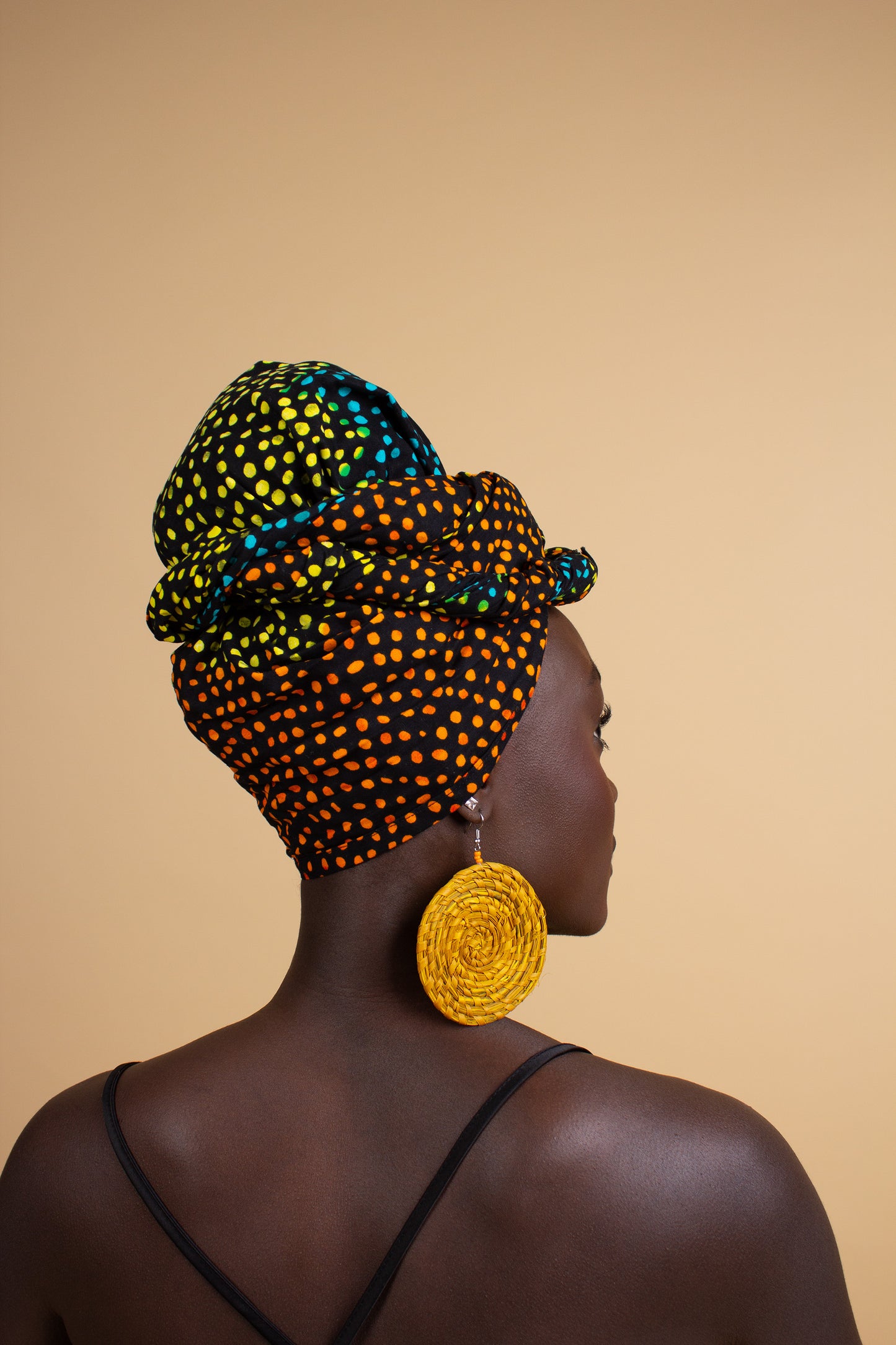 Mustard Raffia Circle Earrings