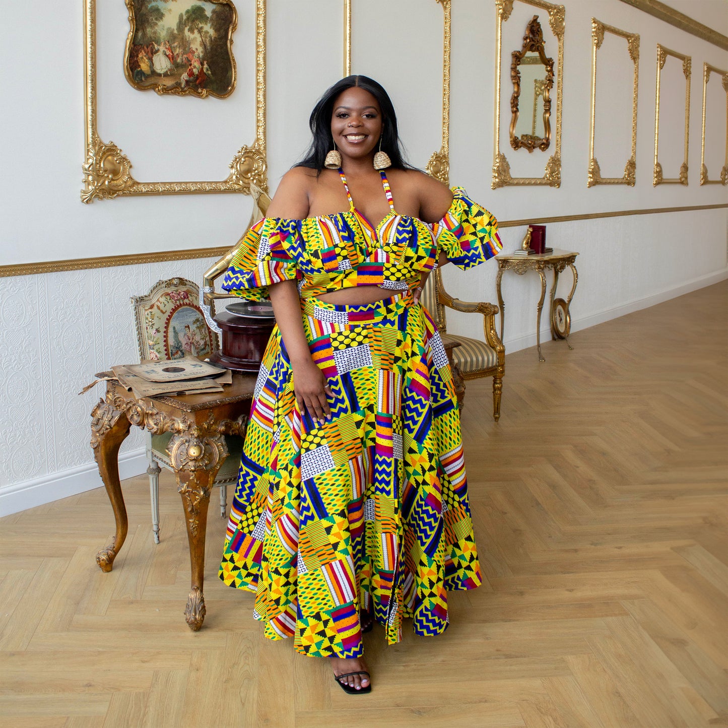 Rainbow Kente Top and Maxi Skirt Set