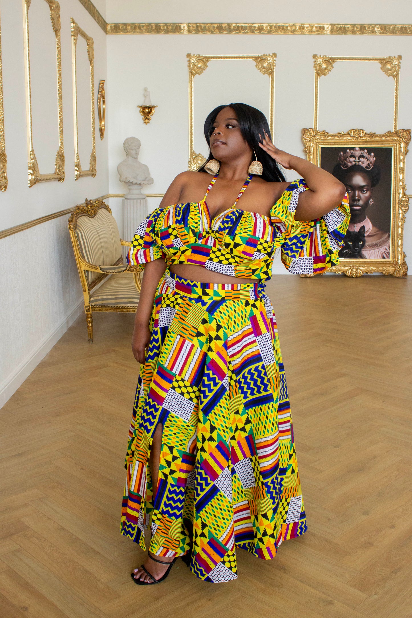 Rainbow Kente Top and Maxi Skirt Set