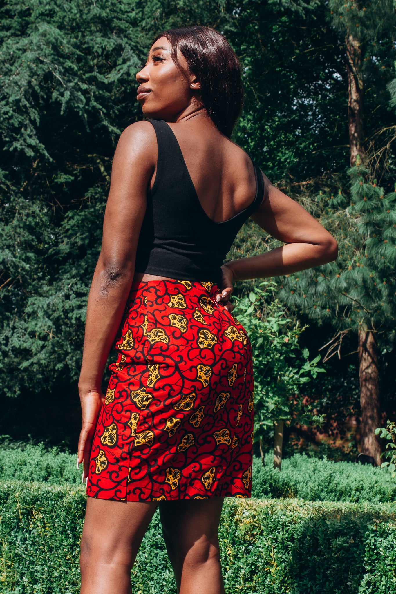 High waist pencil 2025 skirt african print